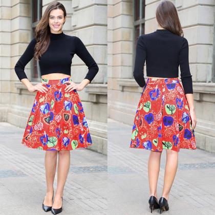Vintage Apple Print Short Skirt