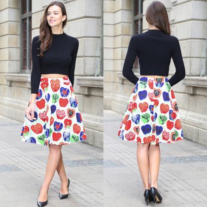 Vintage Apple Print Short Skirt