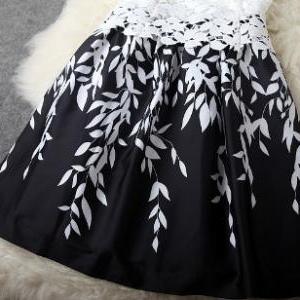 Leaves Stitching Lace Embroidered Dress