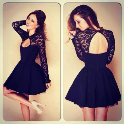 Fashion Black Lace Dress Elegant Dress